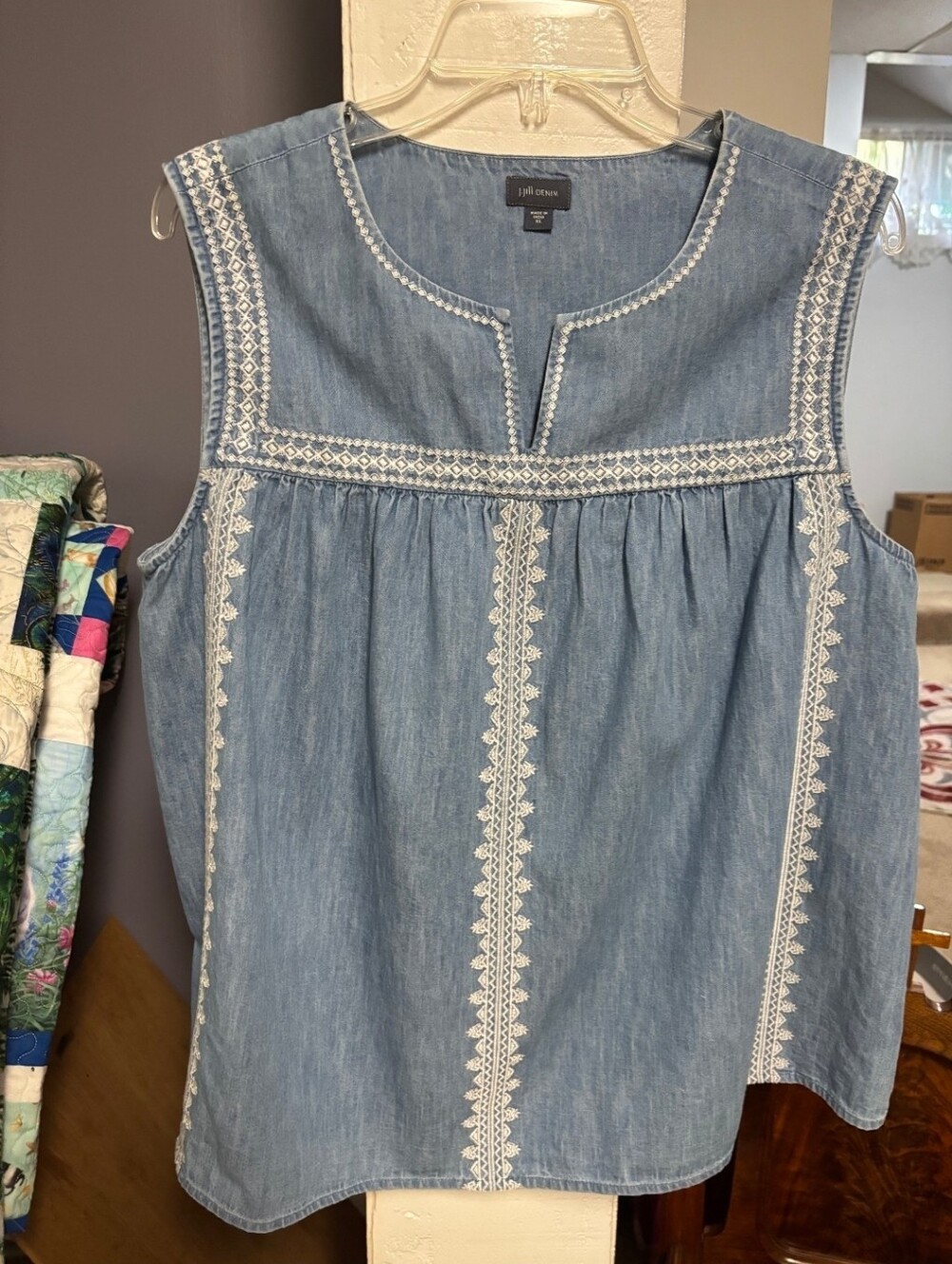 J. Jill Denim Lace Sleeveless Summer Top Size Xtra Large